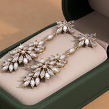 Marquise Floral Diamond Drop Earrings