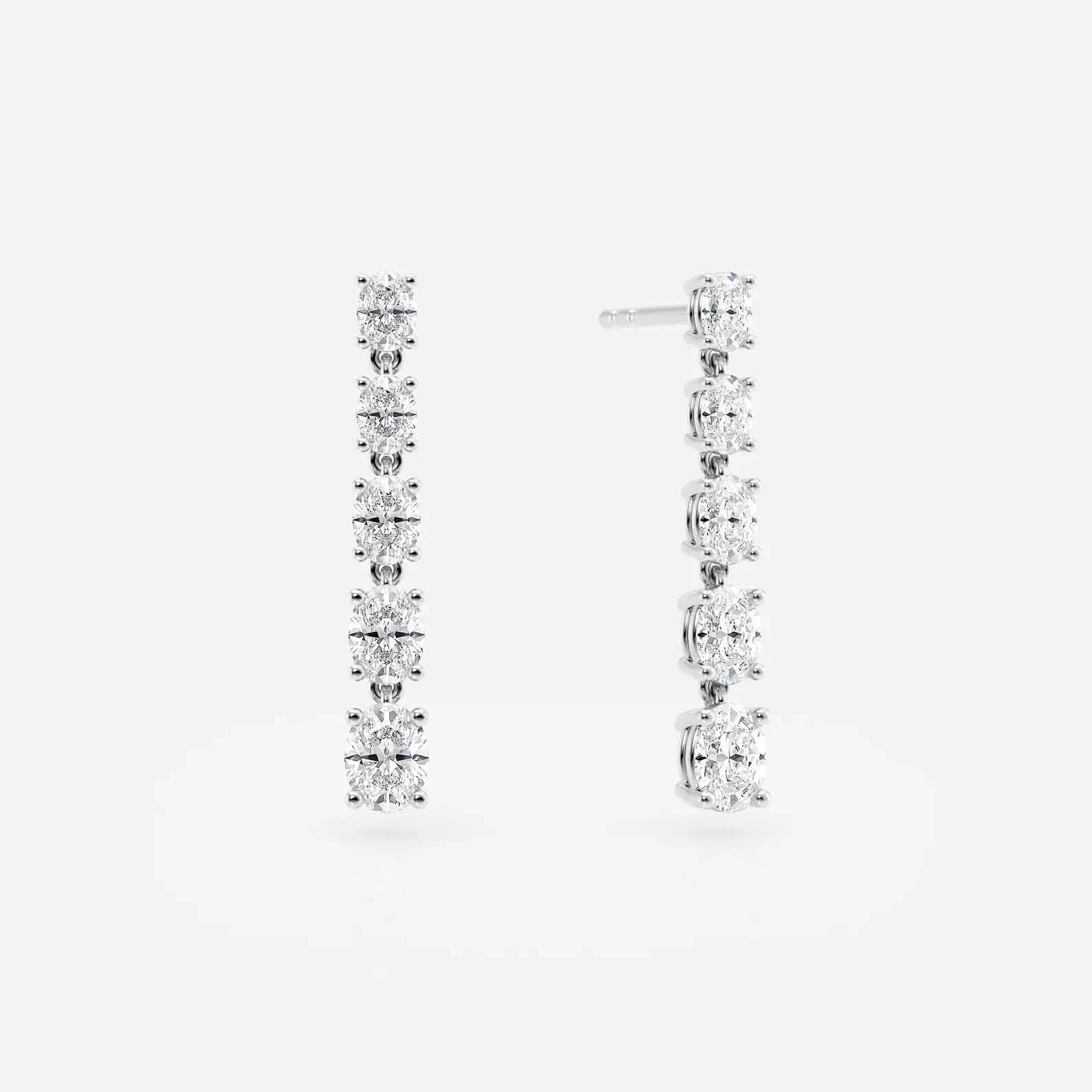 Oval Dimaond Drop Earrings