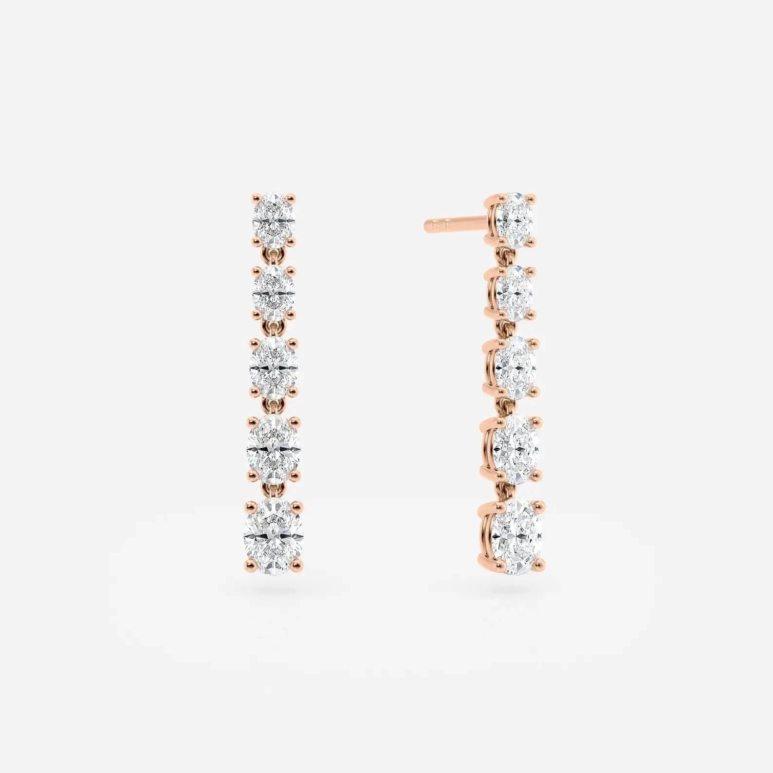 Oval Dimaond Drop Earrings