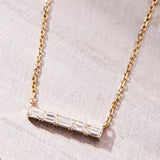 Baguette Set Diamond Bar Necklace