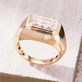 Emerald Cut Bezel Solitaire Lab Grown Diamond Ring