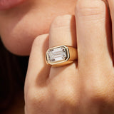 Emerald Cut Bezel Solitaire Lab Grown Diamond Ring