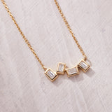 Bezel Set Emerald Cut Diamond Necklace