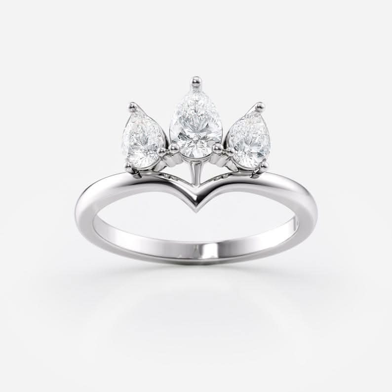 Pear cut Crown Ring