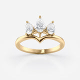 Pear cut Crown Ring