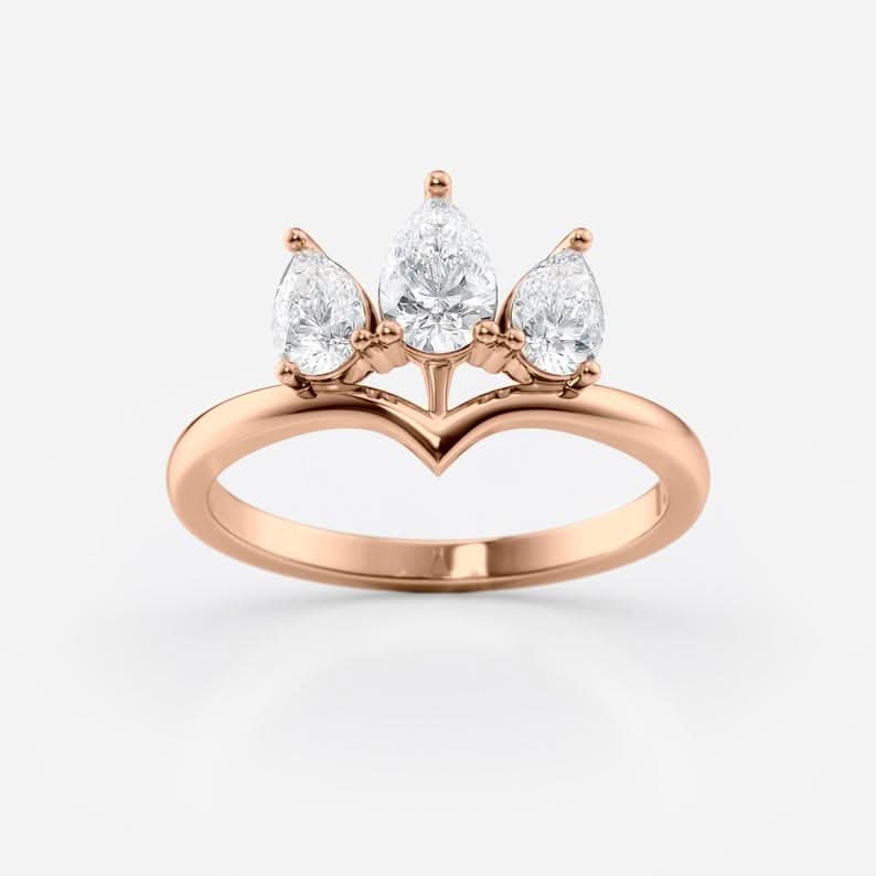 Pear cut Crown Ring