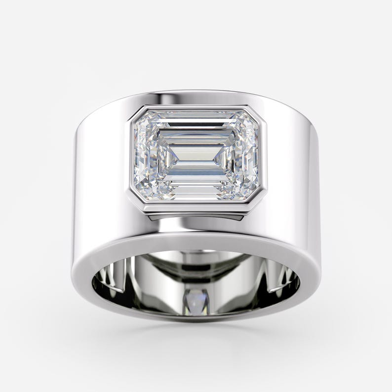 Bezel Set Emerald Cut Lab Diamond Band