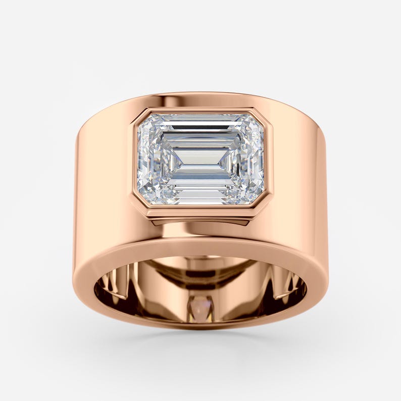 Bezel Set Emerald Cut Lab Diamond Band