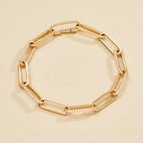 Minimalist Gold and Diamond Link Bracelet