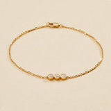 Triple Diamond Bezel Chain Bracelet in Lab-Grown Diamond