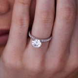 Round-cut Lab-Grown Diamond Engagement Ring with Diamond Band