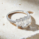 Emerald Cut Lab Grown Diamond 3 Stone Engagement Ring