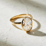 Lab-Grown Bezel Set Solitaire Oval Diamond Engagement Ring