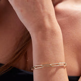 Minimalist Gold and Diamond Link Bracelet