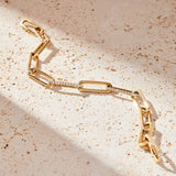 Minimalist Gold and Diamond Link Bracelet