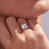 Cushion Cut Lab Grown Diamond Engagement Ring Hidden Halo