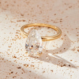 Pear Cut Lab Grown Diamond Engagement Ring with Solitaire Setting