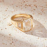 Emerald Cut Lab Grown Diamond with Trapezoid Side Stones Engagement Ring