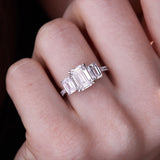 Emerald Cut Lab Grown Diamond 3 Stone Engagement Ring