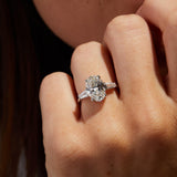 Oval Lab Grown Diamond Engagement Ring with Tapered Baguette Side Accents