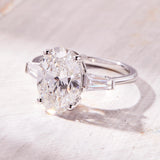 Oval Lab Grown Diamond Engagement Ring with Tapered Baguette Side Accents