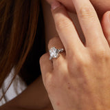 Oval Lab Grown Diamond Engagement Ring with Tapered Baguette Side Accents