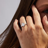 Oval Lab Grown Diamond Engagement Ring with Tapered Baguette Side Accents