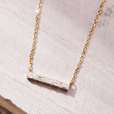 Baguette Set Diamond Bar Necklace