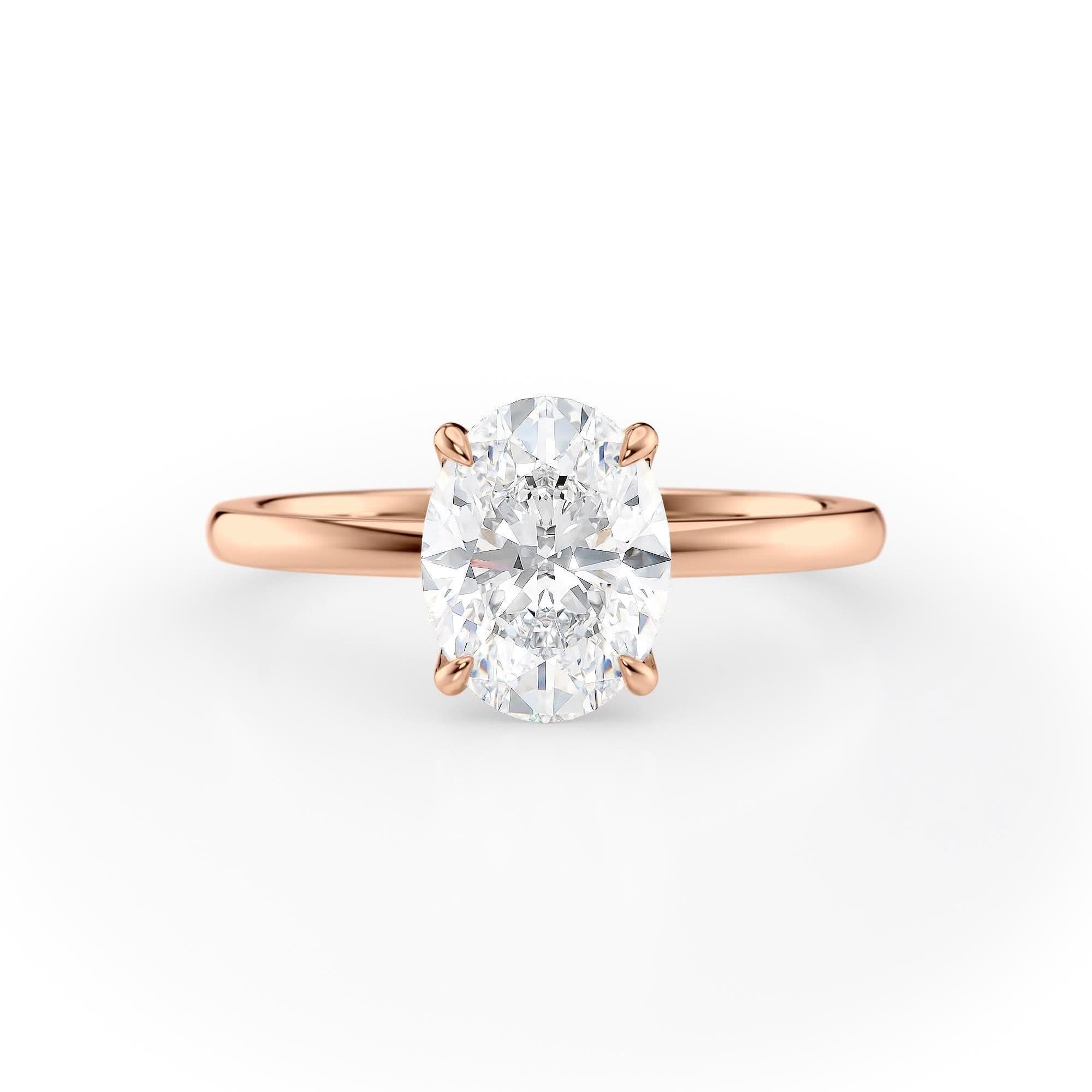 Oval Lab Diamond Slim Band Solitaire Ring