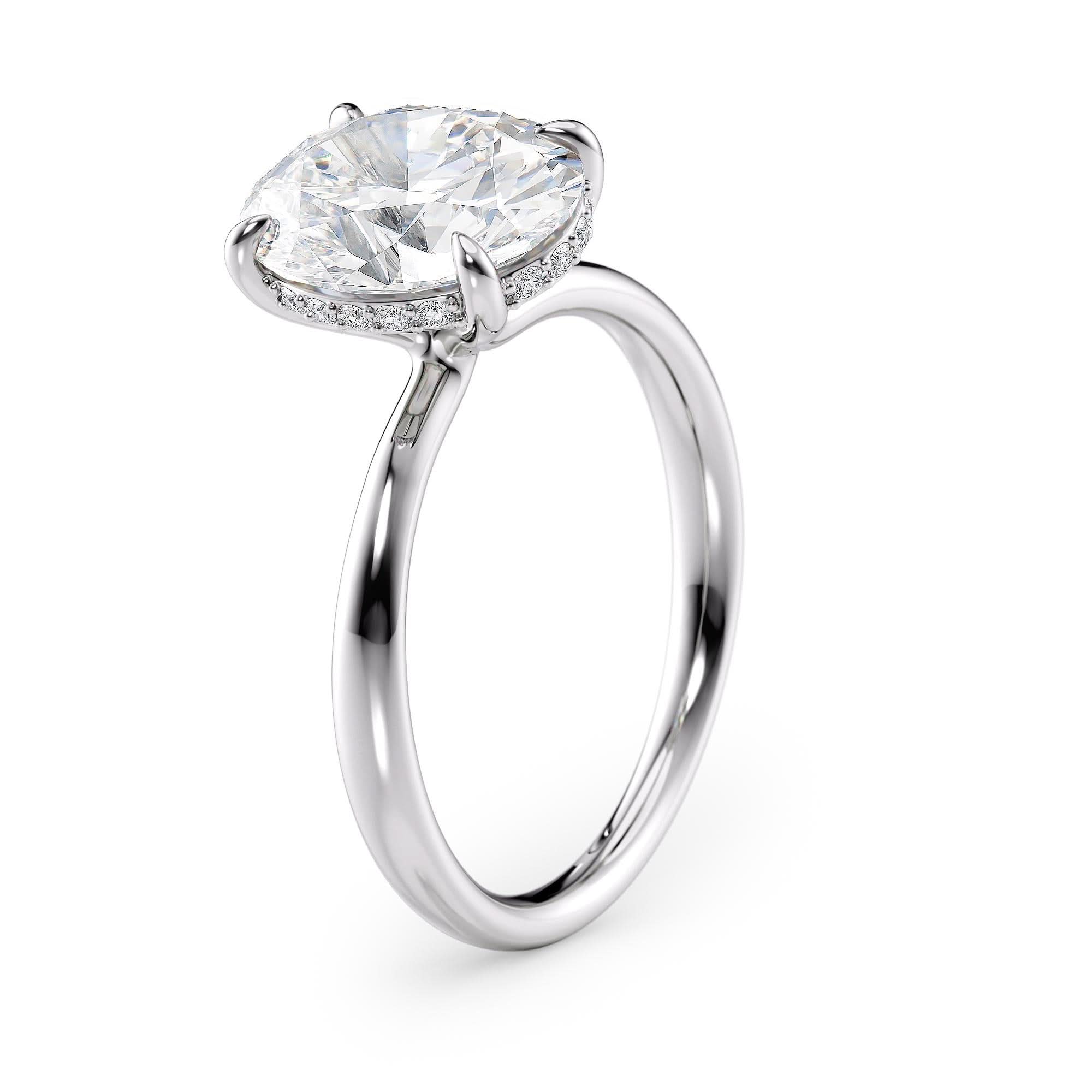 Oval Lab Grown Diamond Hidden Halo Engagement Ring