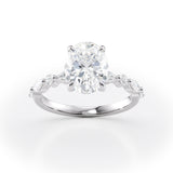 Oval Lab Diamond Ring Marquise & Round Diamond Band
