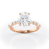 Oval Lab Diamond Ring Marquise & Round Diamond Band