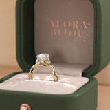 Round Cut Lab Diamond Ring Twisted Vine Marquise Design
