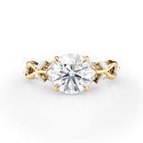 Round Cut Lab Diamond Ring Twisted Vine Marquise Design