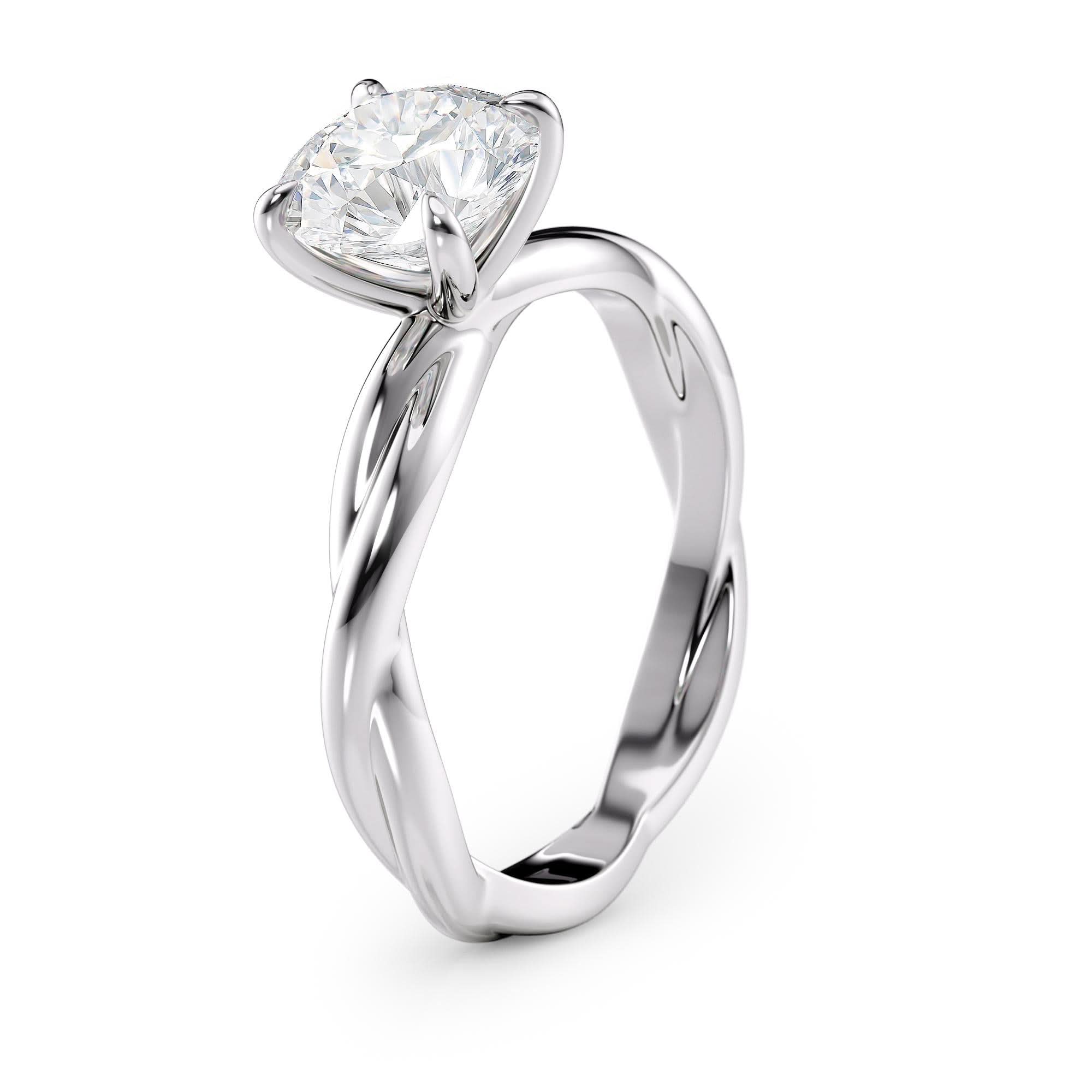 Twisted Band Lab Diamond Solitaire Engagement Ring