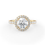 Round Lab Diamond Engagement Ring with Pave Halo