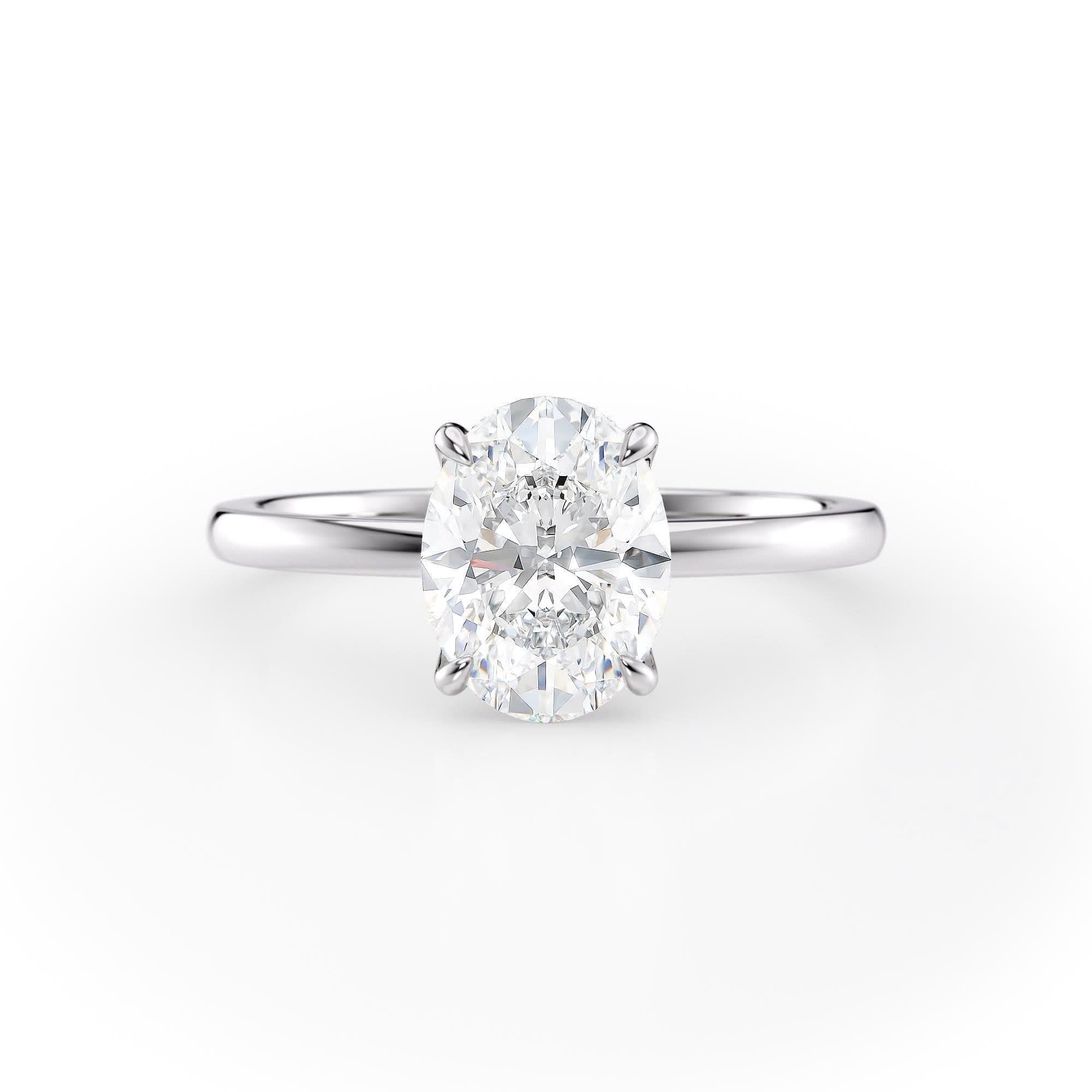 Oval Lab Diamond Slim Band Solitaire Ring