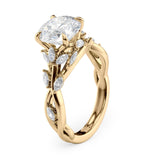 Round Cut Lab Diamond Ring Twisted Vine Marquise Design