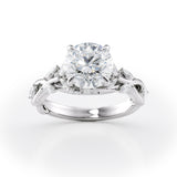 Round Cut Lab Diamond Ring Twisted Vine Marquise Design