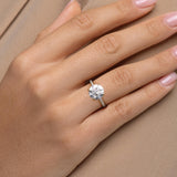 Round Cut Lab Diamond Halo Ring Pave Band