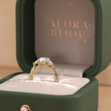 Round Lab Diamond Ring with Pear Side Stones