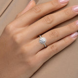 Round Lab Diamond Engagement Ring with Pave Halo