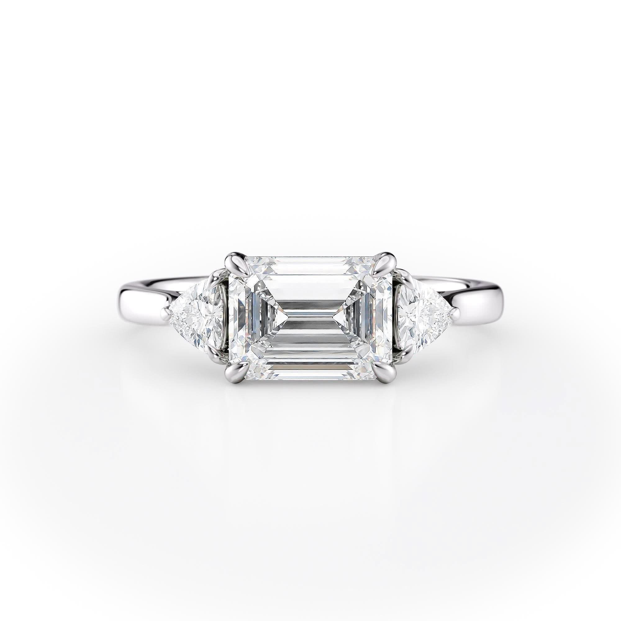 Emerald Cut Three-Stone Engagement Ring